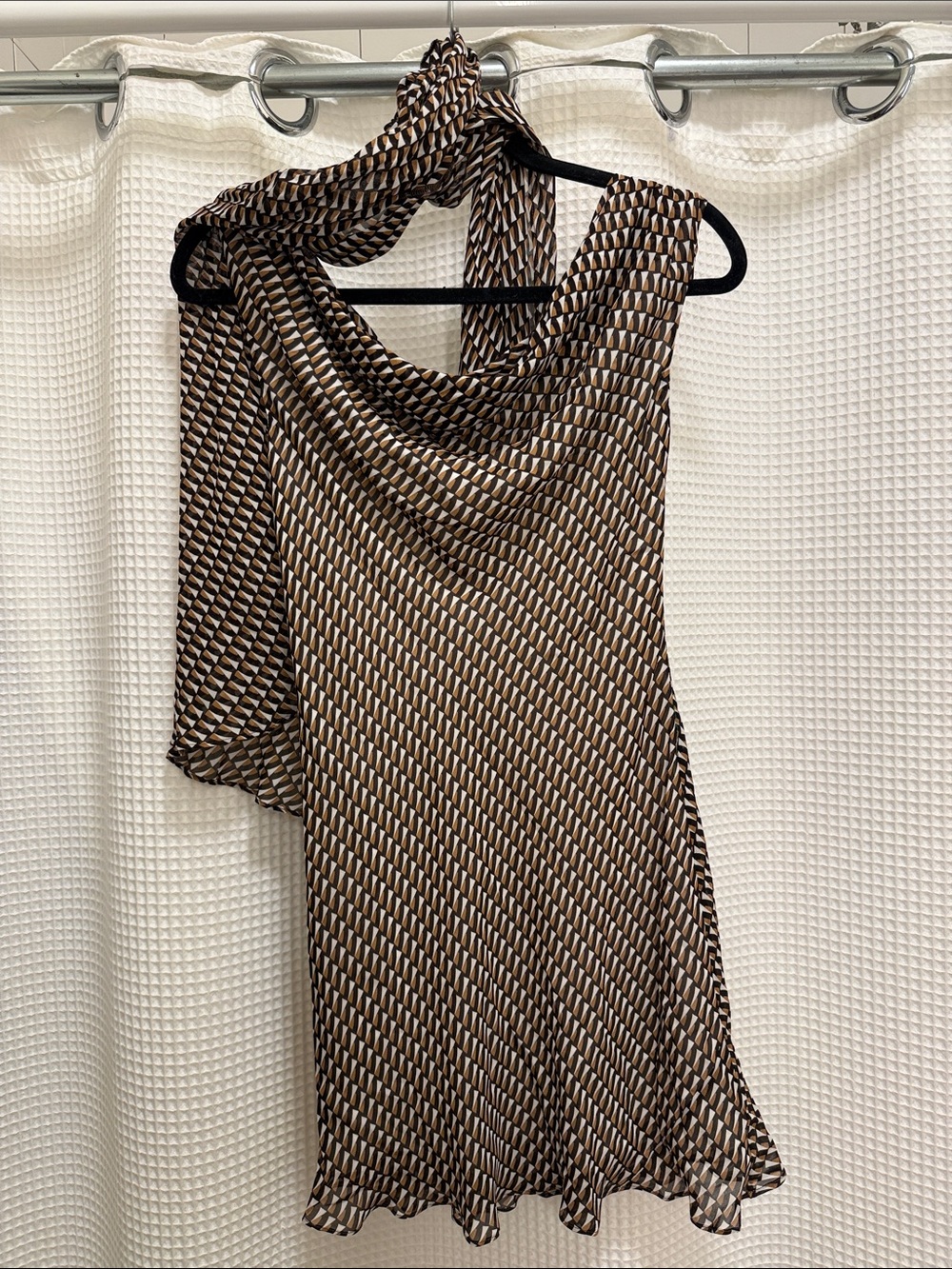 Reformation x Laura Harrier Cavallo Dress Brown Geometric Scarf Mini Size S